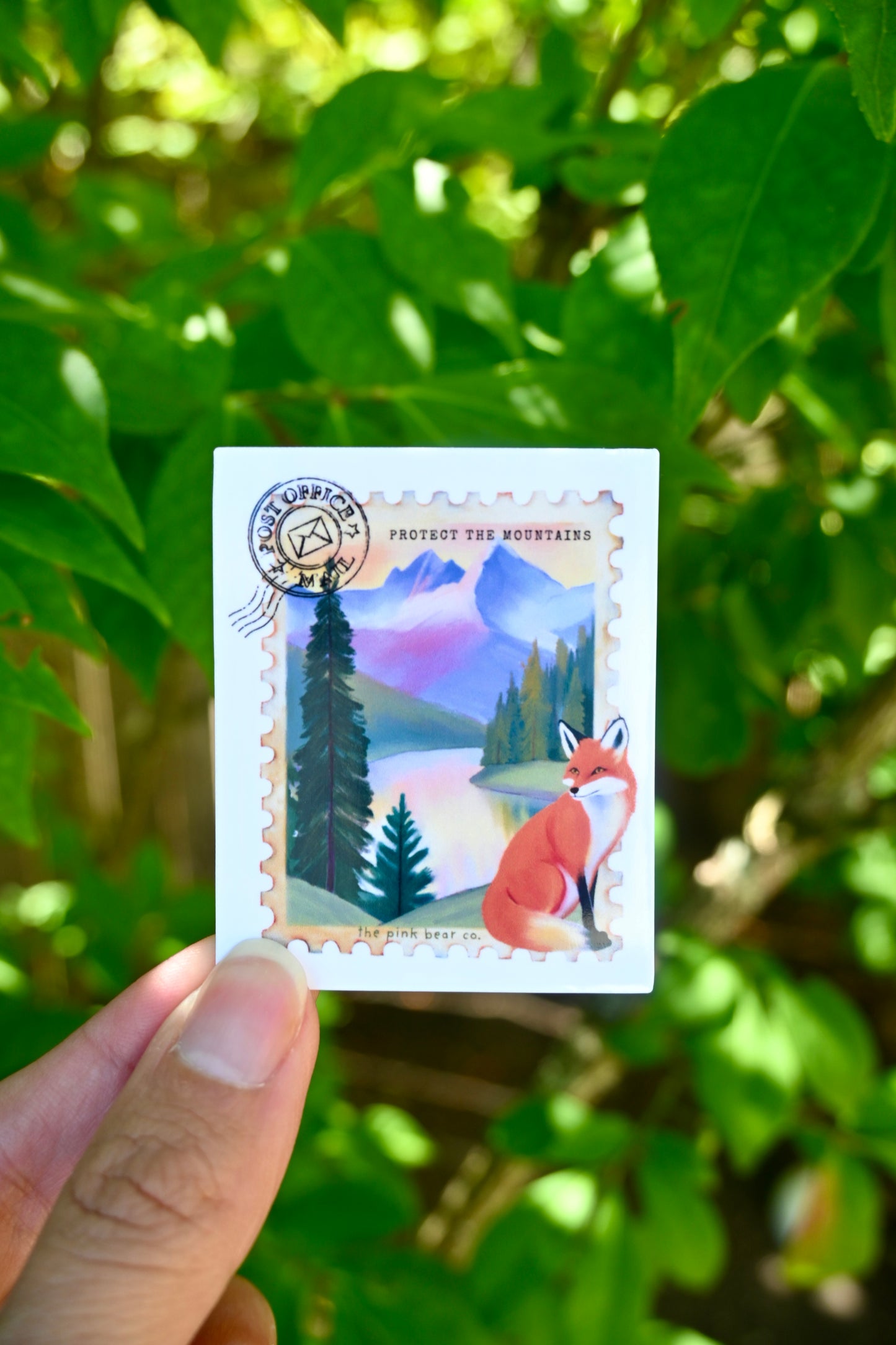 'Protect the Mountains' Postage stamp sticker