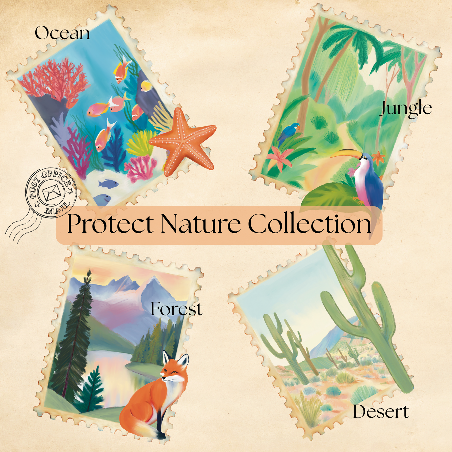 Protect nature postage stamp collection