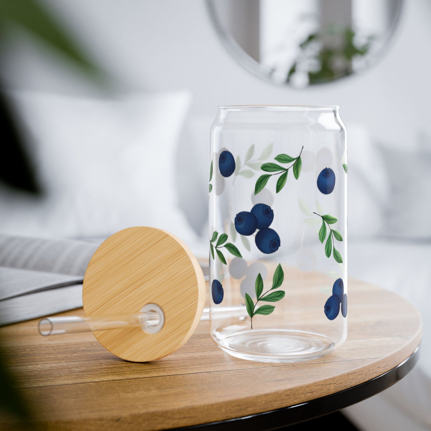 Cute Blueberry 16oz Glass Sipper