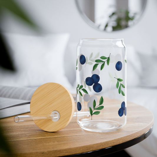 Cute Blueberry 16oz Glass Sipper