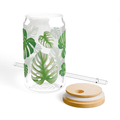 Monstera Plant Sipper Glass