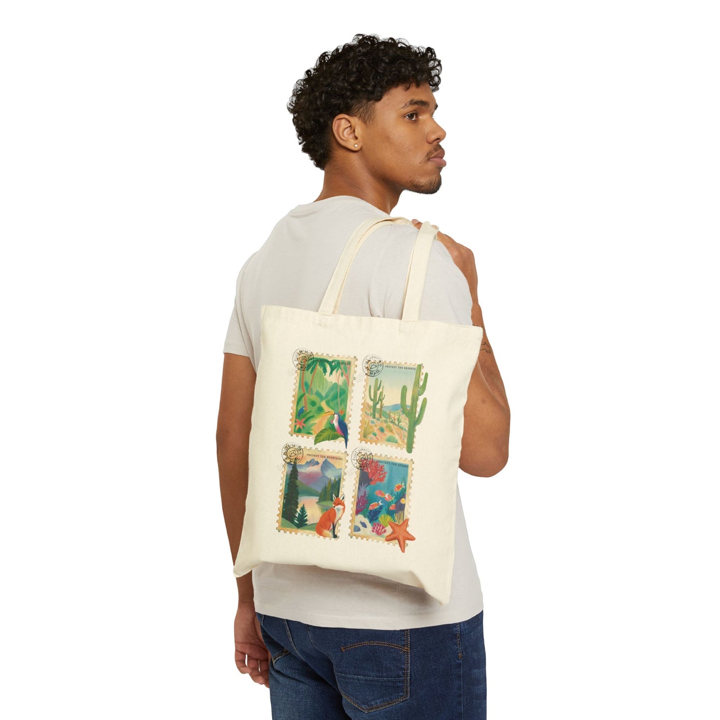 Protect Nature Postage Stamp Tote Bag