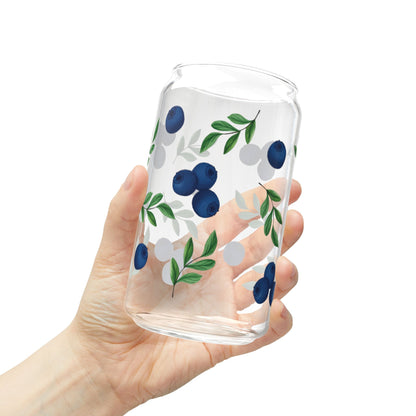 Cute Blueberry 16oz Glass Sipper