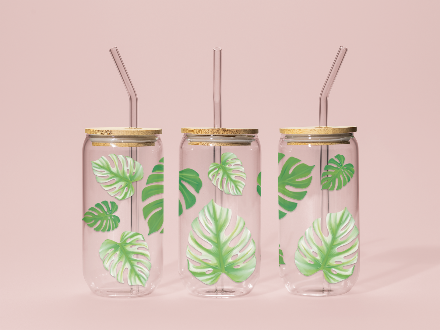 Monstera Plant Sipper Glass