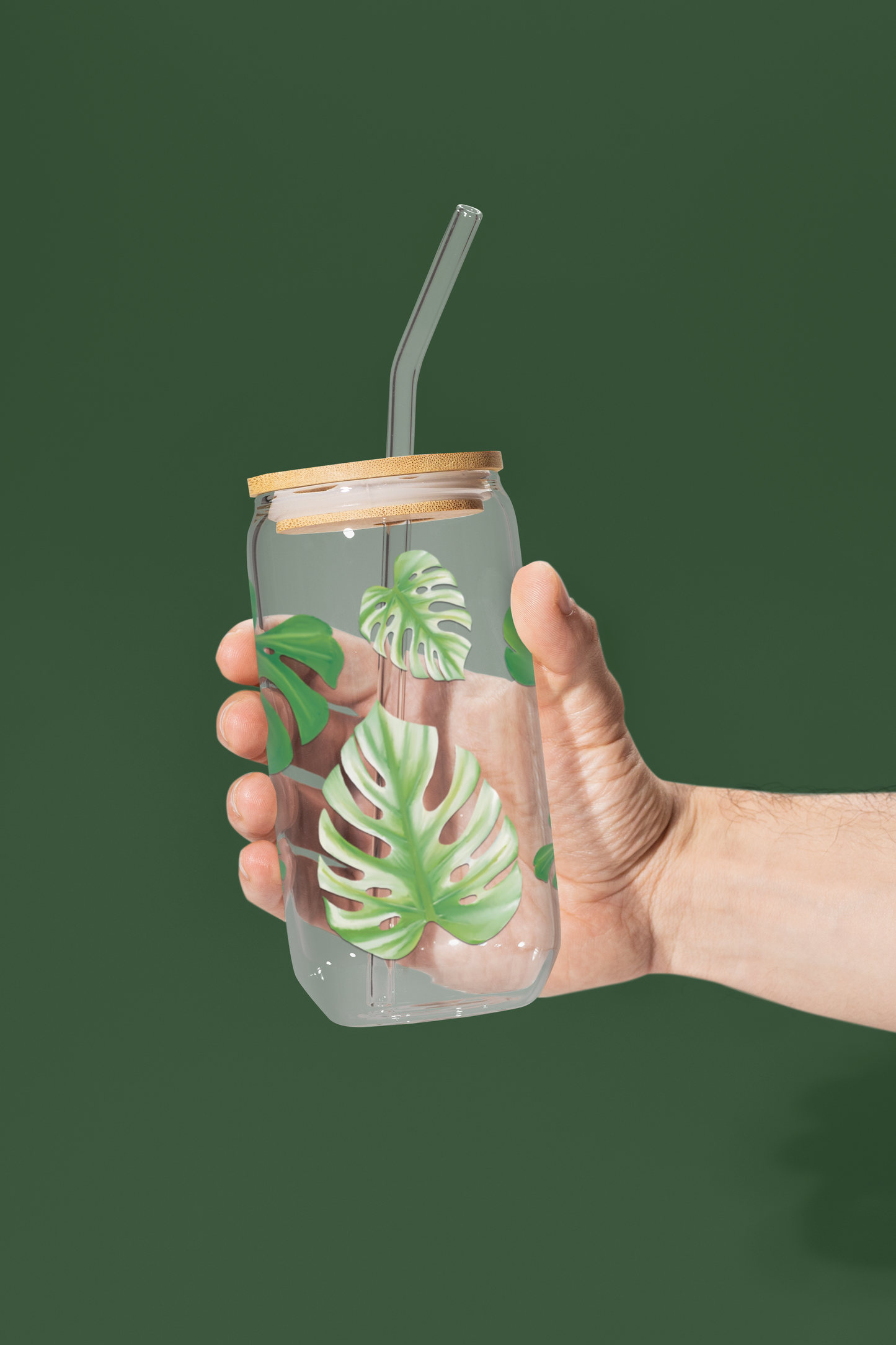 Monstera Plant Sipper Glass