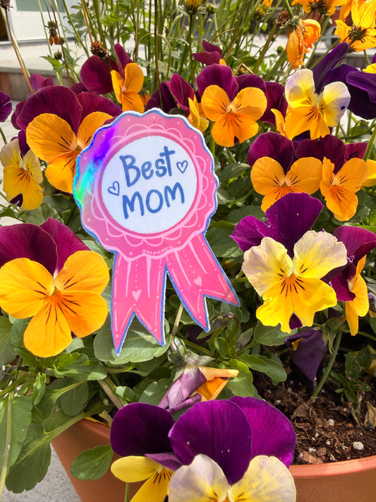 “Best Mom” Mother’s Day ribbon sticker