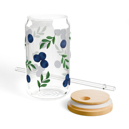 Cute Blueberry 16oz Glass Sipper