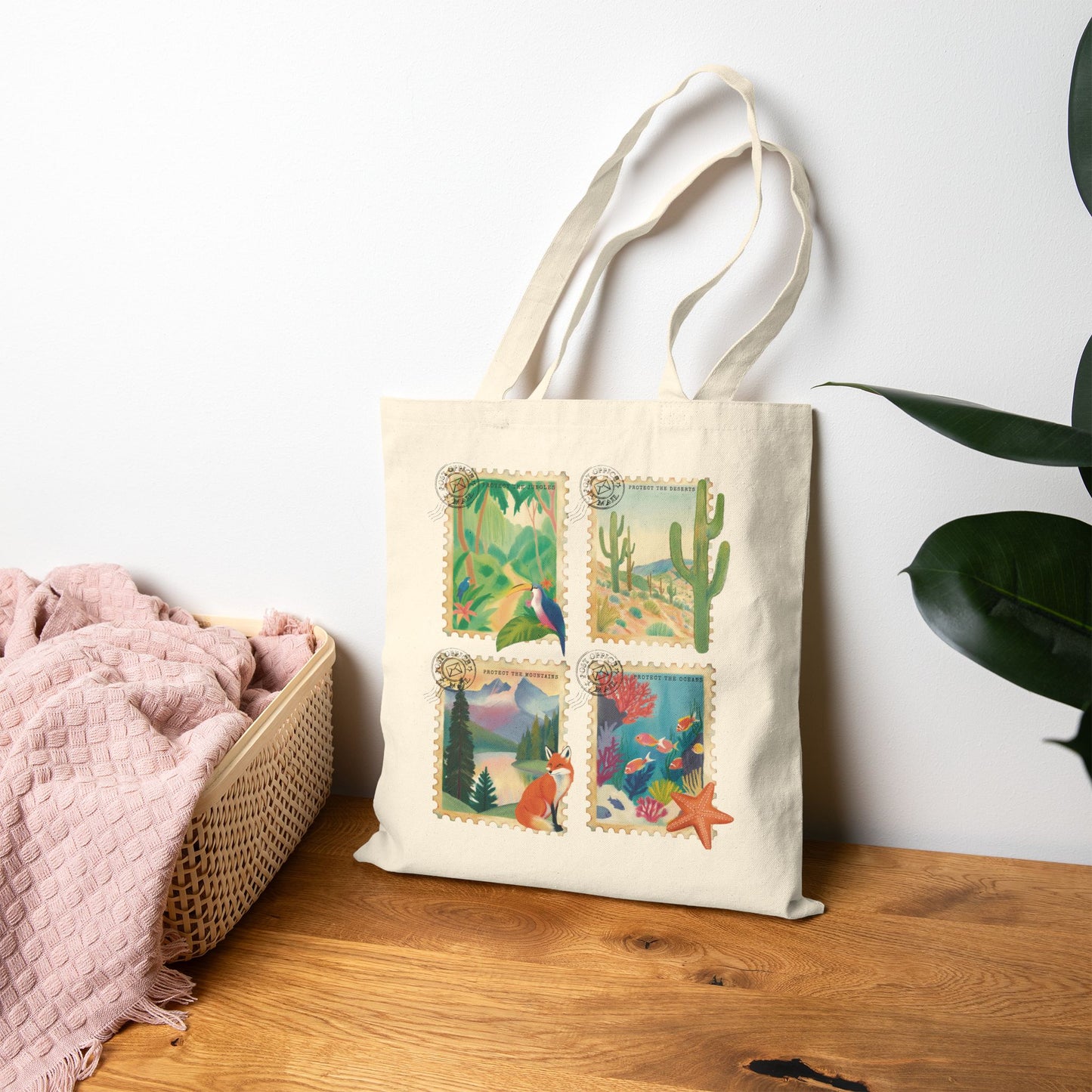Protect Nature Postage Stamp Tote Bag