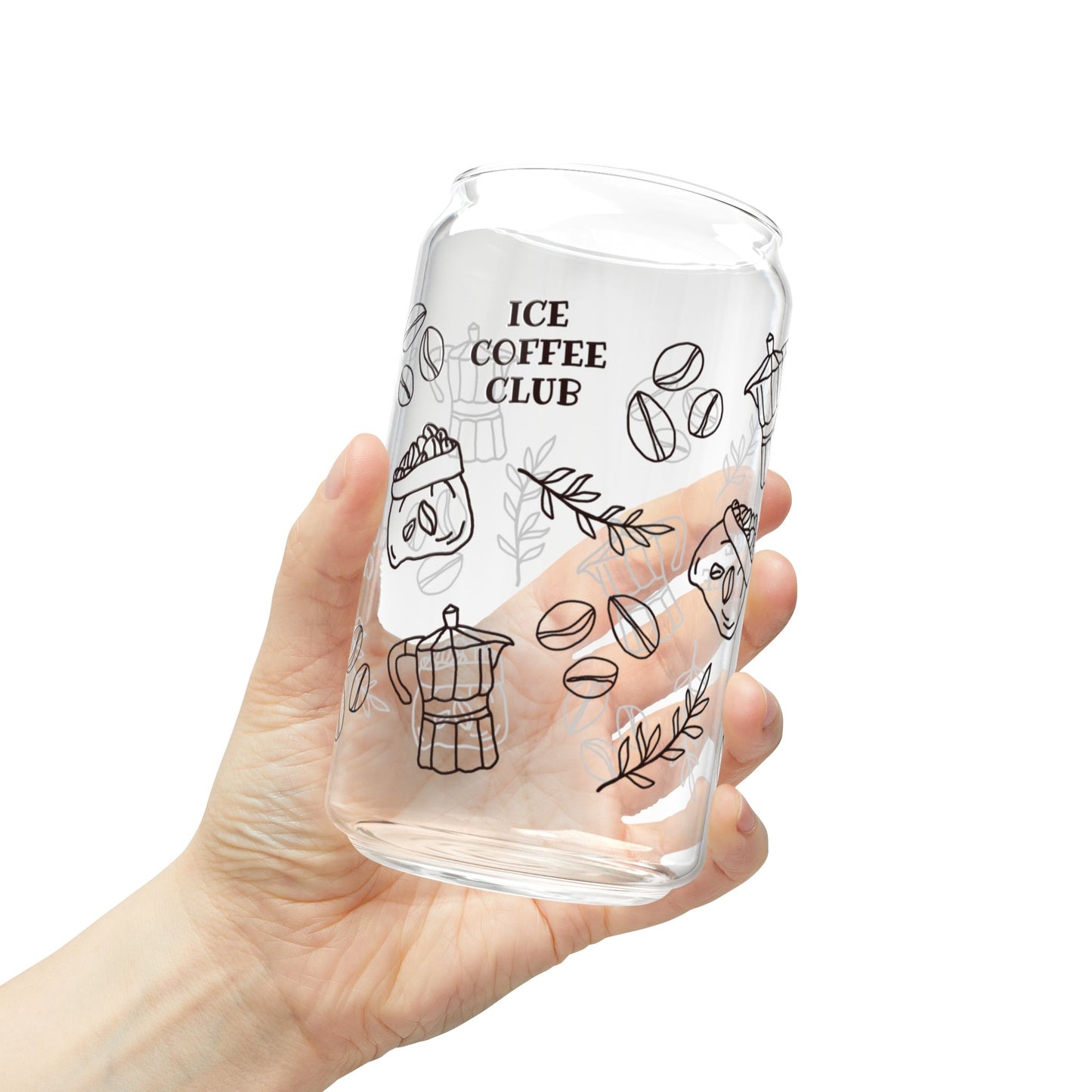 Iced Coffee Doodle Glass Sipper