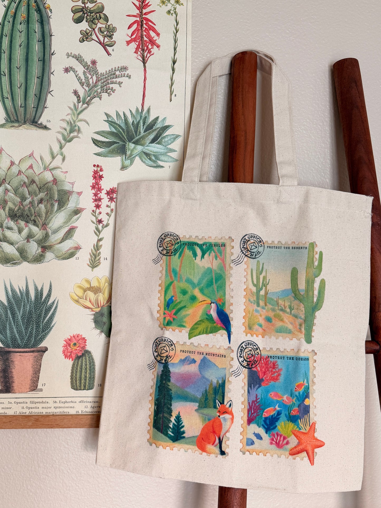 Protect Nature Postage Stamp Tote Bag