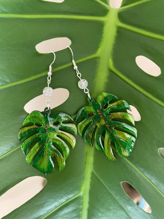 Monstera Plant Earrings