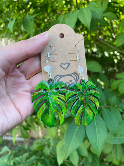 Monstera Plant Earrings
