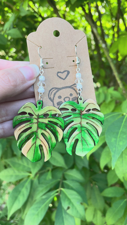 Monstera Plant Earrings