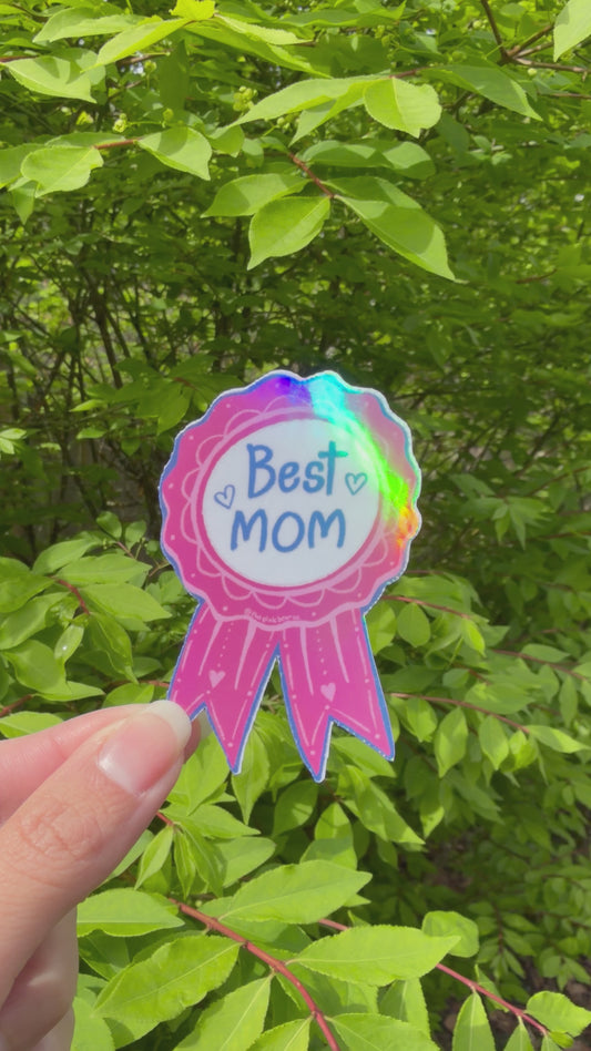 “Best Mom” Mother’s Day ribbon sticker