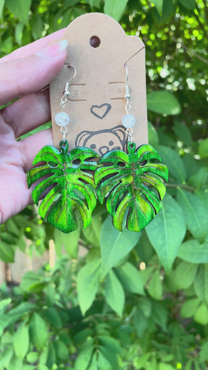 Monstera Plant Earrings